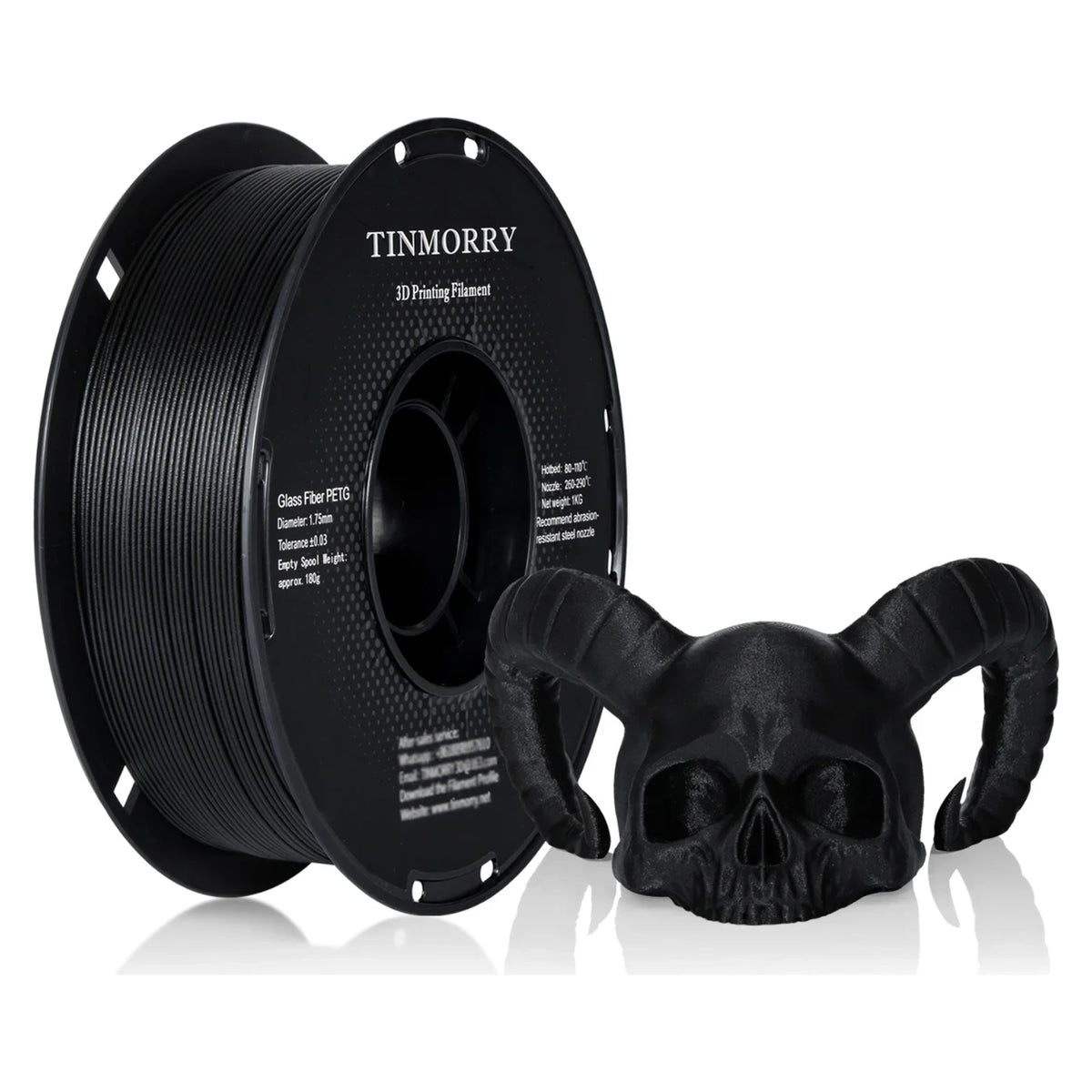 Tinmorry PETG-GF Frosted Black 1 kg spool