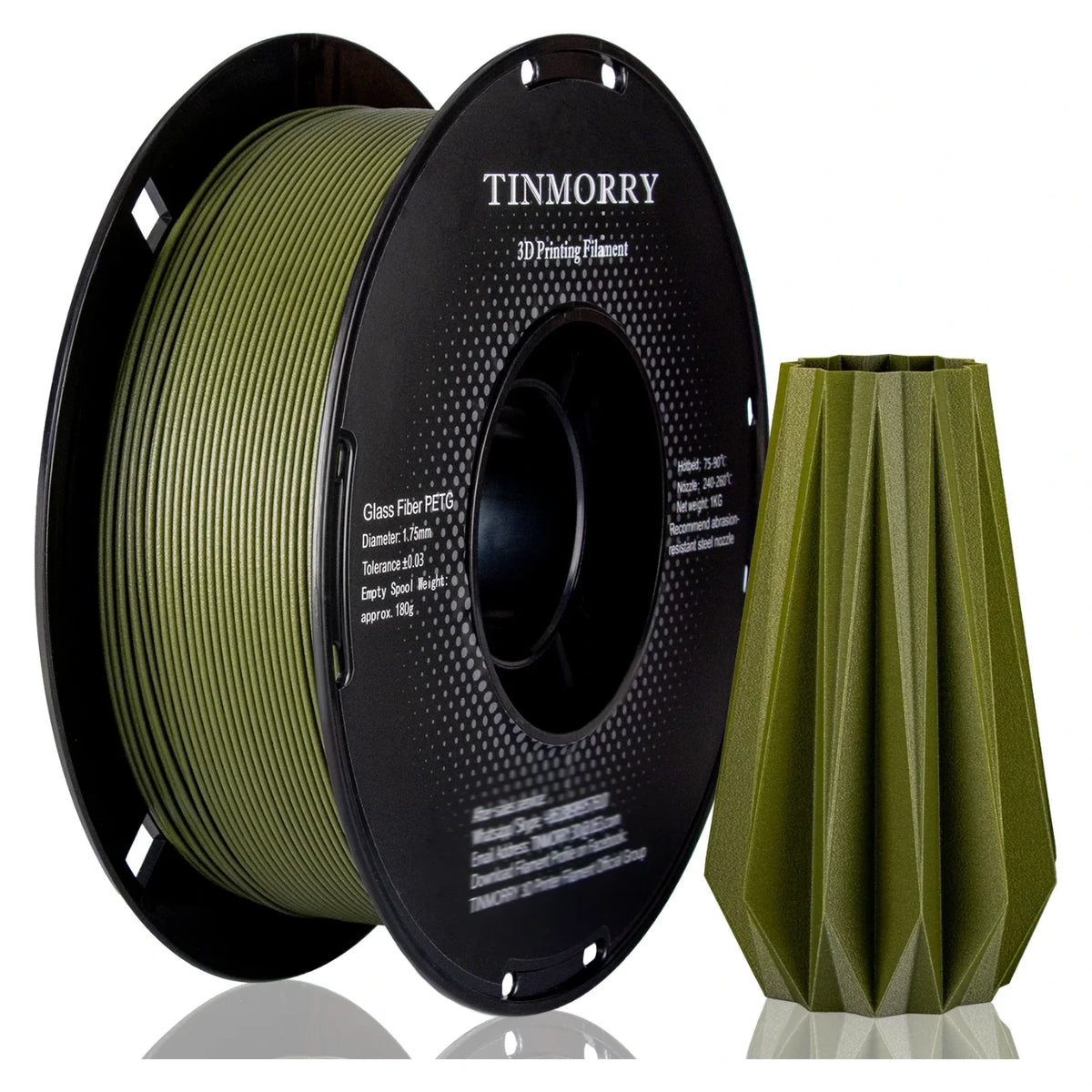 Tinmorry PETG-GF Frosted Dark Green 1 kg spool